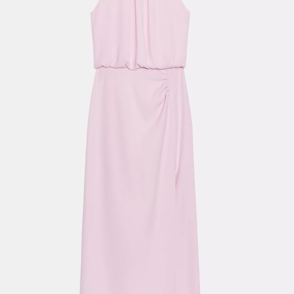 Zara Light Pink Midi Dress with Slit - Picture 3 of 6